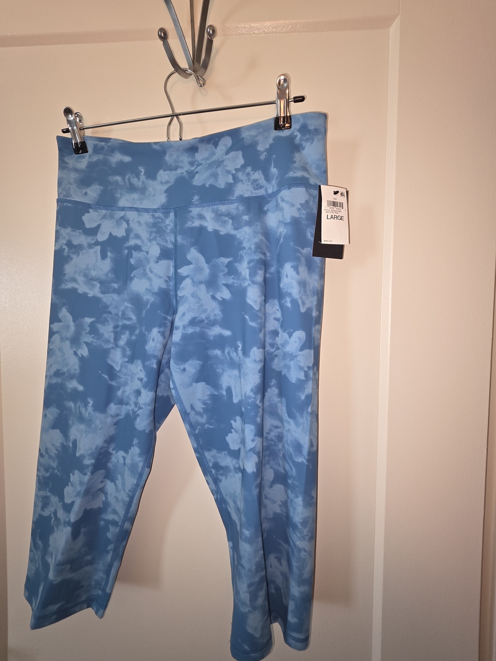 Womens Blue Tie-Dye Active Capris L